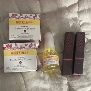Burt’s Bees firming moisturizing cream glow booster and lipstick